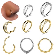 1 Pc Stainless Steel Nose Ring Gold Septum Ring 16G/18G Nose Piercing Double Layer Septum Piercing H