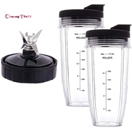 24Oz Cups with To-Go Lids, 7 Fins Extractor Blade, for Nutri Ninja Auto IQ BN801 SS101 BL480-30 BL64