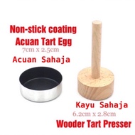 6.2 CM Wooden Egg tart press 7 CM aluminum Egg tart mold non-stick coating Wooder Egg Tart Presser t