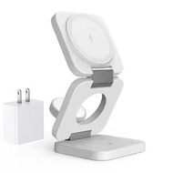 ชาร์จไร้สายแบบพับได้ 3-in-1 สำหรับ Samsung S25 Ultra ชาร์จนาฬิกาและหูฟังพร้อมฐานชาร์จแม่เหล็ก Galaxy