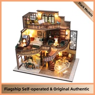 Miniature Model European Retro 3-Tier Villa DIY Craft House Light-up Assembly Kit