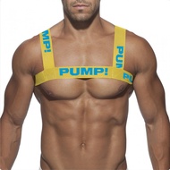 PUMP Popular Fashion Harness Men Elastic Band Shoulder Chest Muscle Sexy Halter Fitness Belt Club Party Costume Men Gay Bodysuite Clubwear PU5515