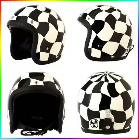 Double buckle motorcycle Open Face helmet Korea Japanese Style Retro TT&COCASCOS 500TX Helmet Small 