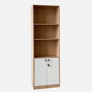 VHIVE Oxford 60cm Bookcase - Oak White 5 Tiers Office Lock Storage Cupboard Cabinet