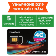 Sim Vina D500 Trọn Gói 1 Năm Sim 4G VinaPhone KM 5G 1 tháng 60GB 1 năm - Không cần nạp thẻ FREESHIP