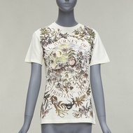 CHRISTIAN DIOR cream cotton linen brutal journey of the heart crew tshirt S