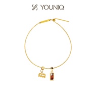 YOUNIQ Destiny January Birthstone Rectagular 18K Gold Titanium Bracelet Necklace Customise Charm Bra