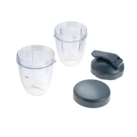 2 Pack Blender Cups for Nutribullet Blender 18oz Cups with Flat Lid and Flip Top To Go Lid for Nutri