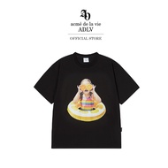 ADLV [acme de la vie] เสื้อยืด Oversize รุ่น Baby Face Orange Tube Sleeve T-Shirt Black