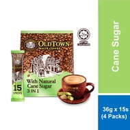 [Bundle of 4] OLDTOWN Natural Cane Sugar Instant Premix 3in1 White Coffee 36g x 15s