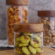 Alta Round Glass Jar Screw Lid Storage Jar with Acacia Lid Spice