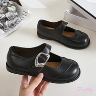 [Pretty] Lofer Shoes Retro British StyleWanita with Silver Buttons, Thick Sole, Round Model, Practic