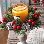 [Gralara] 7.87" Candle Rings Wreath Artificial Rustic Christmas Candle Rings Garland for Christmas B