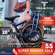 🇸🇬 TAKACHIA® TIIME Series C20" Trifold Bike | SHIMANO 9-Speed | Lightweight 3-Fold Folding Bicycle