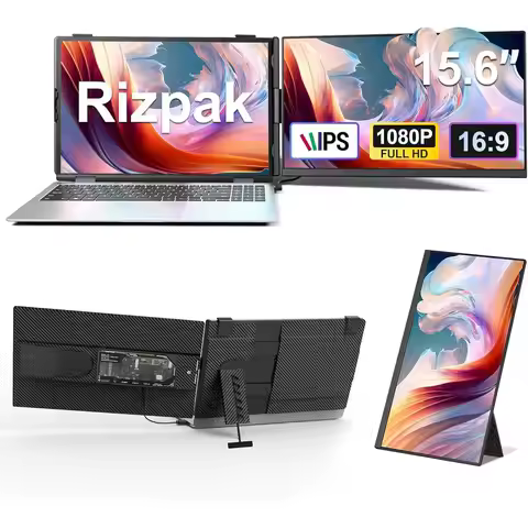 Ultra-Slim 15.6 HD 1080P Portable Monitor, Detachable Dual Screen for Travel & Remote Work, Compatib