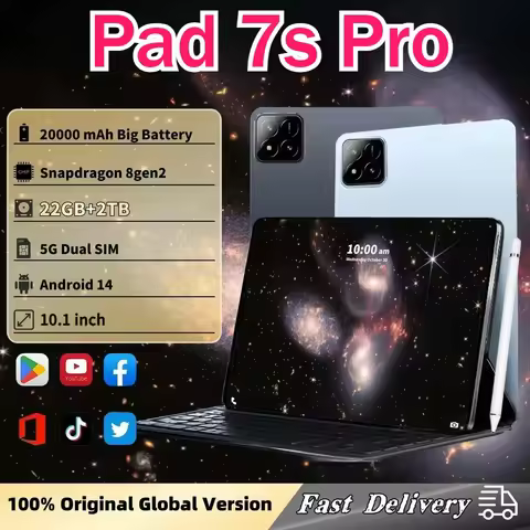 New Pad 7S Pro Tablet HD 20000Mah 10.1 Inch 4G 5G Dual SIM WIFI 22GB+2TB For Kids PC 4K Global Versi