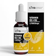 CYB Vitamin D3 K2 High Dose Drops 50 ml &gt;99.9% All Trans MK7 - Vitamin D3 K2 Drops - Long-Term Supply 1,700 Drops - Vegetarian - Laboratory Tested