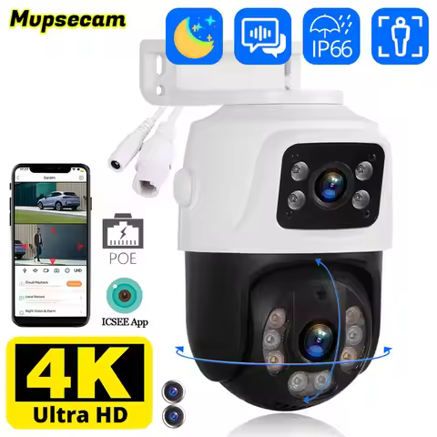8MP 4K Dual Lens POE IP Camera PTZ Dual Screens Smart Home 360° Wired Video Surveillance IP Camera M