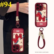 Red Knitted Horse Phone Case with Hanging Rope for VIVO V60 V50 V40 Lite Y21D Y04 Y29 Y39 Y19s V30 V