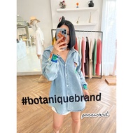 Password เสื้อยีนส์ แต่งกระเป๋าอกกับปลายแขนด้วยผ้านิตยืดหยุ่น ลายน้อง smiley CARDIGAN_NISTA