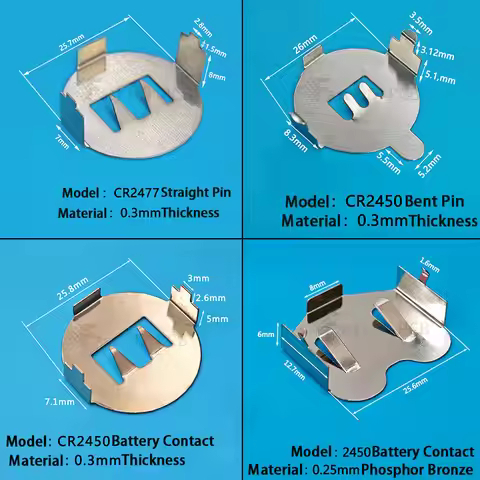 High Quality CR2450 CR2477 etc.Coin Cell Contact Spring - Bendable Metal Clip for Hardware/DIY/PCBA 