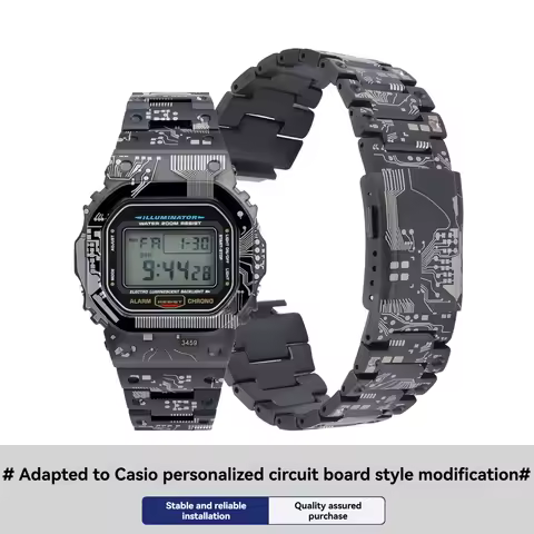 Titanium Band & Stainless Steel Case Set for Casio G-Shock DW5600 GWM5610, Lightweight Full Metal Mo