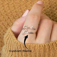 A Customized Name Ring, Stainless Steel Jewelry With 1-3 Adjustable Openings, Couple's Jewelry, Hand