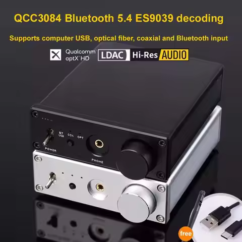 LUSYA L6 ES9039Q2M Bluetooth QCC3084 5.4 APTX-HD LDAC Audio USB Optical Coaxial Decoder DAC HiFi Dec