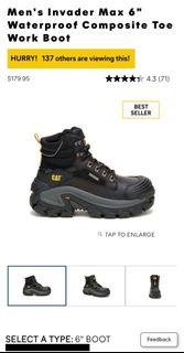 CAT Invader Max 6" 防水複合鞋頭工作靴 長期回購舒適好搭男靴 順豐到付/智能櫃