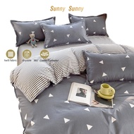 SunnySunny 4 In 1 Fitted Bedsheet Set Single/Queen/King Size with Quilt Cover&amp;Fitted Bedsheet&amp;2 Pcs Pillowcases