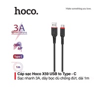 Hoco X59 3A fast charging cable with Type-C pin, super durable Nylon wire, supports 1M long data tra