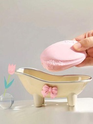 1 pieza Porta-jabón creativo para bañera con detalle de arco, bandeja de jabón para el lavabo del baño sin acumulación de agua