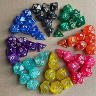 7 Piece Set Dice Two-Color Multi-Sided Dice Set Glitter Starry Sky Game