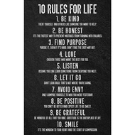 Rules For Life Inspirational Wall Art X7 Motivational Poster For Home Bedroom Office Gym Classroom