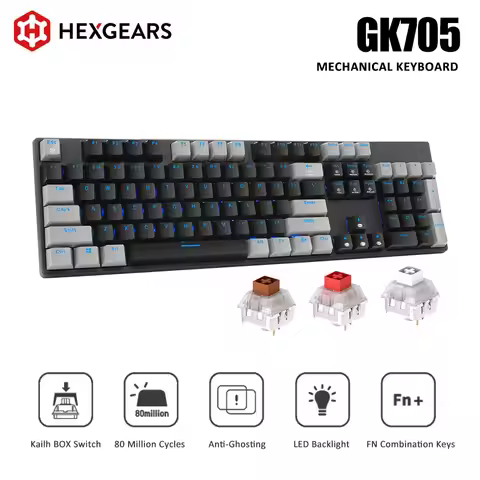 HEXGEARS GK705 104 Keys Waterproof Kailh BOX Switch Mechanical Keyboard Hot Swap LOL Mechanical Gami