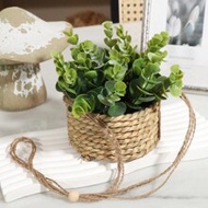 1pc/3pcs Artificial Rattan Planter, C Style, Seaweed Rope, 14cm (5.51in), Planter Size: 9.5x9.5x5cm 