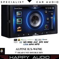 HEAD UNIT DOUBLE DIN 7 INCH ALPINE ILX-W670E SUPPORT ANDROID AUTO & APPLE CARPLAY WITH EQUALIZER 13 