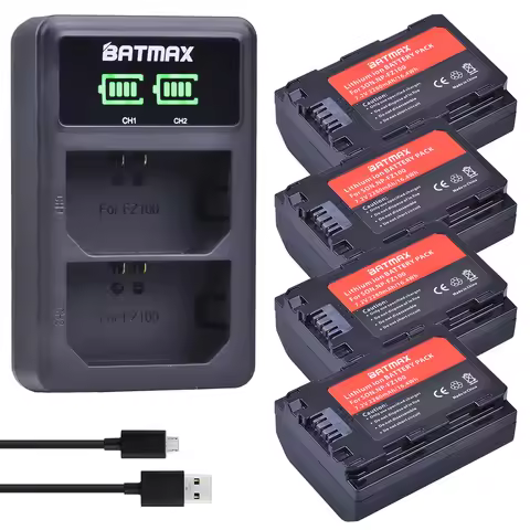 Batmax 2280mAh NP-FZ100 FZ100 Battery+LED USB Dual Charger for Sony ZV-E1,Alpha A7III,A7R III,A9,A66