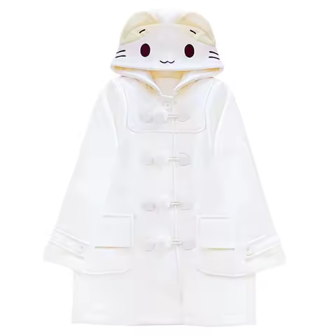 Masyumaro Fluffy Fuwa Nyanko Cat Outerwears Kawaii Cute Woolen Coats Winter Women Clothing Clothes W