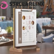 STELLARLINX Ads Display Stand, Multi page Label Holder Menu Card Holder, Multipurpose Wooden Holder 