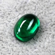 💥READY STOCK💥Green Emerald Oval Shape Flat Bottom Cabochon Zirconia Stone Synthetic Stone