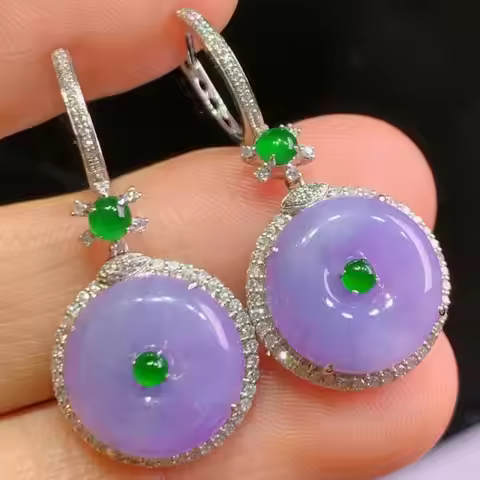 Classic natural chalcedony ice violet round earrings for women vintage light luxury charms Drop eari