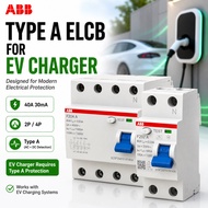 ABB TYPE A ELCB RCCB 30MA 40A 2POLE 4POLE For EV CAR RCCB EV USE EV RCCB EV ELCB SIRIM ELCB