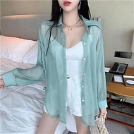 Áo sơ mi nữ dài tay voan mỏng khoác ngoài đi biển oversize nhiều màu Haint Boutique Sm202