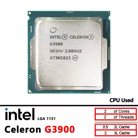 Intel Celeron G3900 2.8 GHz Used Dual-Core Dual-Thread 51W CPU Processor LGA 1151