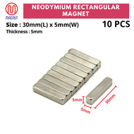 10 pcs - 30mm x 5mm x 5mm - Rare Earth Neodymium Rectangular Magnet / Block Magnet / Magnet Bar
