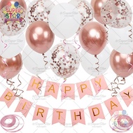 Happy Birthday Party Decoration Confetti Metallic Balloon & Banner 18th 60th Birthday Decoration Set