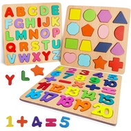 Letter Digital Wooden Puzzles Toys Number Board Wooden Puzzle Matching Puzzle for Kids Alphabet Puzz