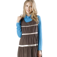 [Gennies Gennies] High Neck Reflex Plain Cotton T Top-Green/Blue (G3752)