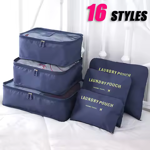 6-piece large size travel organizer portable suitcase organizer clothes shoes makeup bag luggage org
